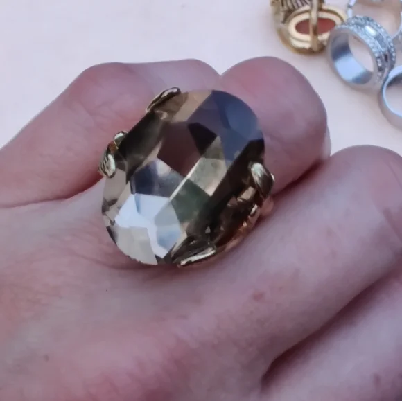 Vintage massive smoky quartz crystal ring - Picture 4 of 8